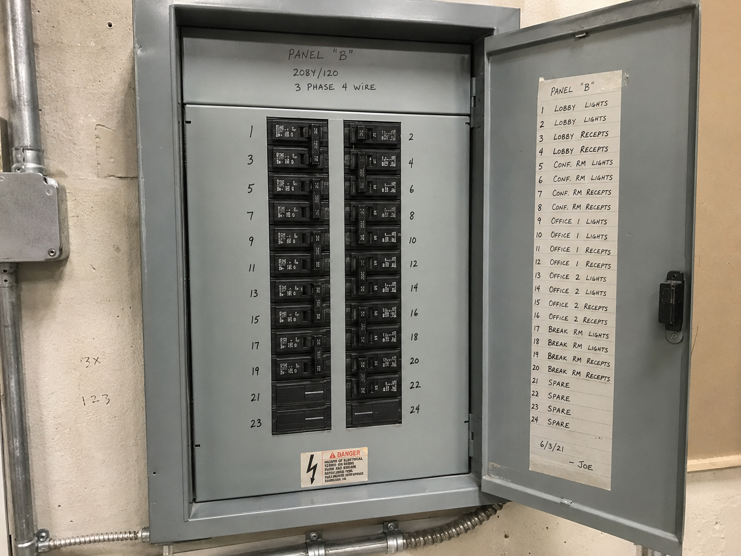 Commercial electrical code compliance work and inspection detail