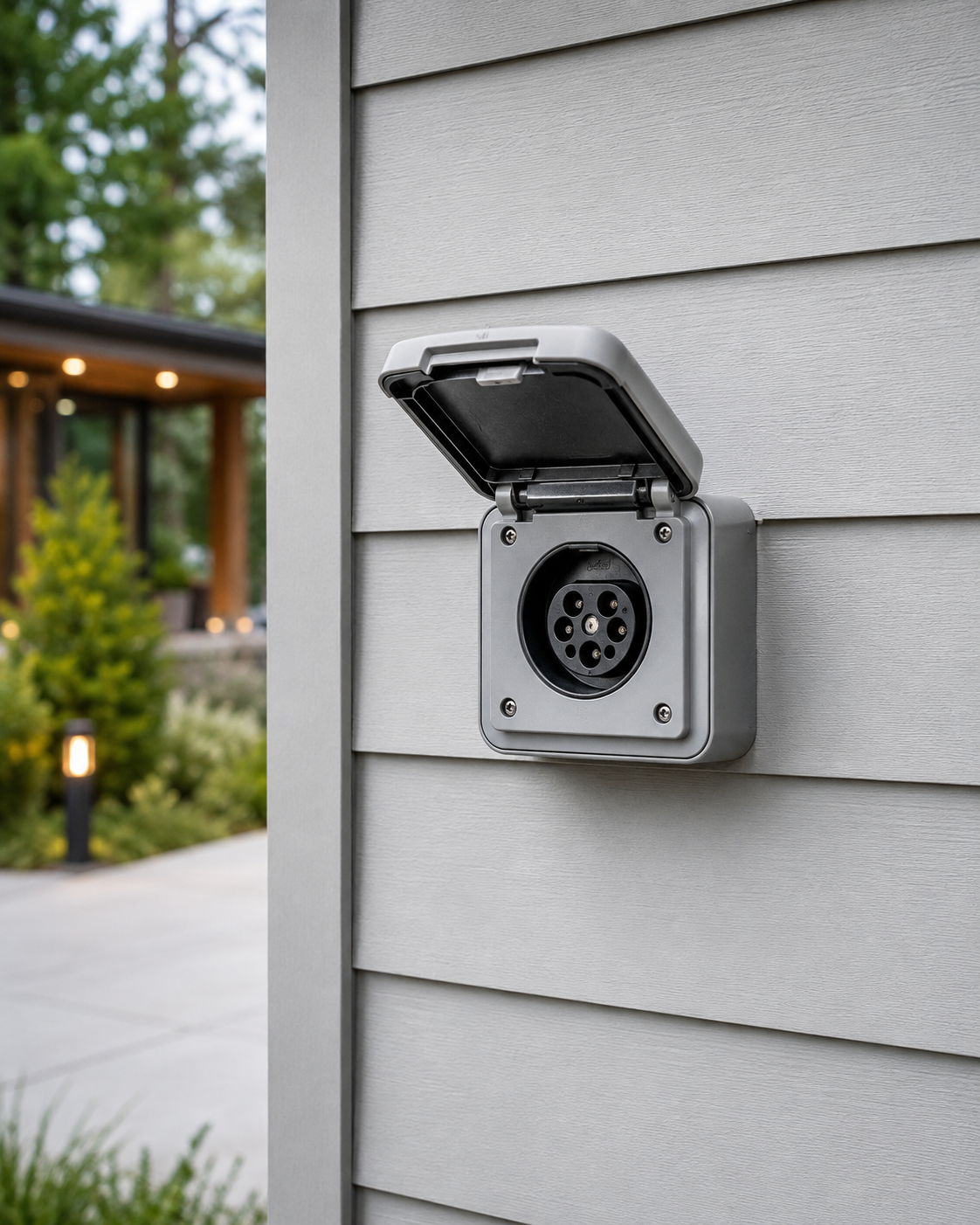 EV charger installation in a modern garage